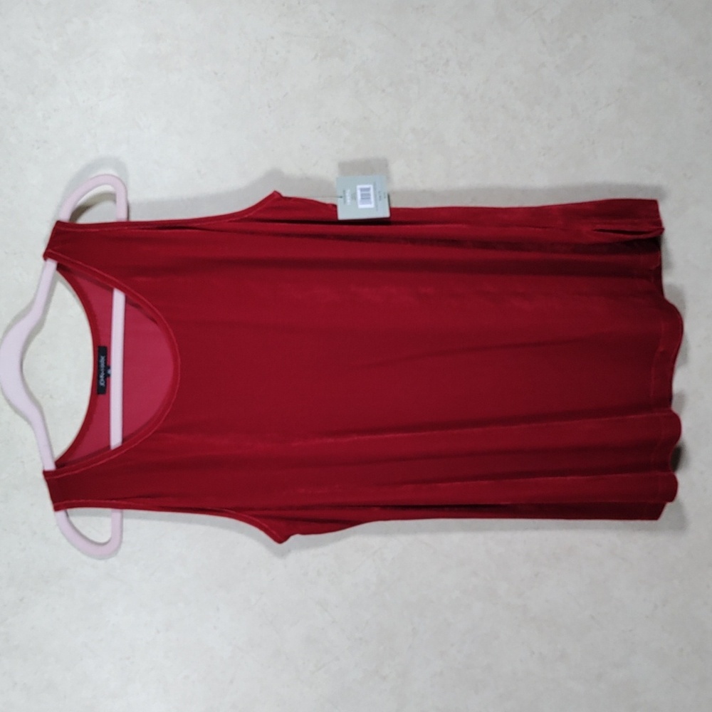 H156 John Mark red velvet sleeveless blouse 1X NWT